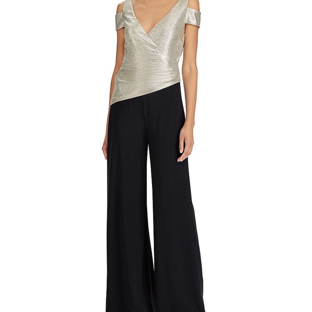 Ralph Lauren Metallic Cutout Shoulder Jumpsuit.